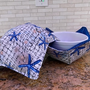 Starfish Bowl Cozy Set: Microwave Safe Cotton Bowl Holders