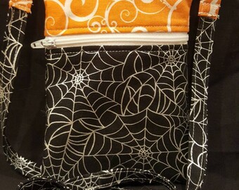 Handmade Halloween themed neck purse/ cell phone purse