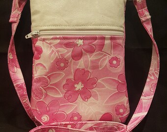 Handmade neck purse/cell phone purse celebrating breast cancer awareness