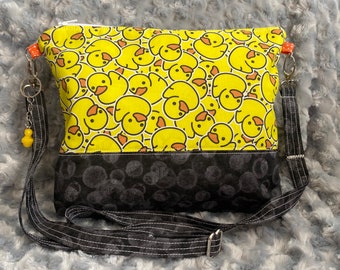 Duck Print Crossbody Bag with Keychain – Handcrafted Cruising Ducks Purse