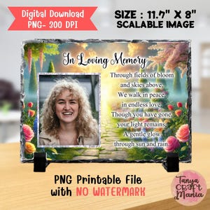 Memorial Slate Sublimation Template: Photo & Poem (Digital Download, 11.7x8 inches PNG File)