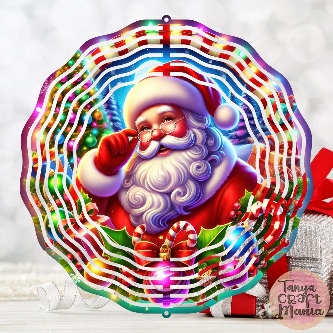 Vibrant Santa Claus Wind Spinner PNG Sublimation Design, Christmas ...