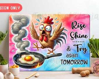 Diseño divertido de tabla de cortar de vidrio con forma de pollo: Gallo sarcástico PNG (Descarga digital)