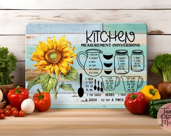 Sunflower Kitchen Conversion Glass Cutting Board Sublimation Design 2 PNG, Watercolor Sunflowers Chopping Board Design, Gift For Mom Friends