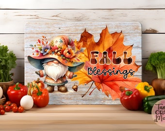 Fall Gnome Cutting Board Sublimation Design (JPG)