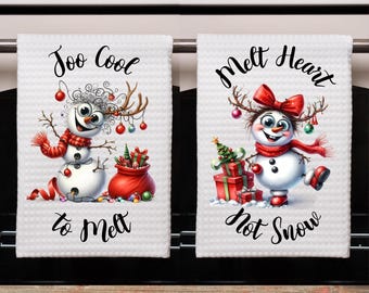 Pano de prato engraçado de boneco de neve de Natal, 2 designs de sublimação PNG (arquivo digital)