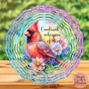 Cardinal Whispers of Love Wind Spinner PNG Sublimation Design (Digital Download)