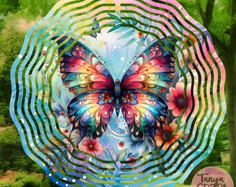 Butterfly Wind Spinner PNG: Spring Garden Sublimation Design (Digital Download)