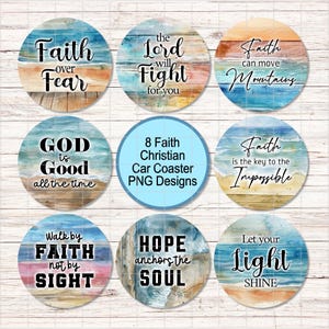Christian Faith Car Coaster PNG Designs: Bible Verse Sublimation (Digital Download)