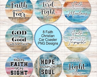 Christian Faith Car Coaster PNG Designs: Bible Verse Sublimation (Digital Download)