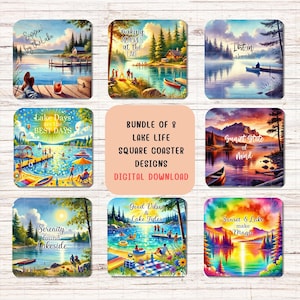 Lake Life Coaster Designs: Nature Quote Sublimation JPG (Digital Download)