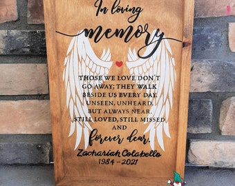 In Loving Memory Personalized angle wings sign