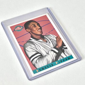 Cartão colecionável de jogador de basquete da NBA, Scottie Pippen Kellogg's Raisin Bran, College Greats Arkansas Chicago Bulls, 1993