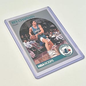 Tarjeta coleccionable del jugador de baloncesto de la NBA Rex Chapman de 1990, NBA Hoops 51 Charlotte Hornets