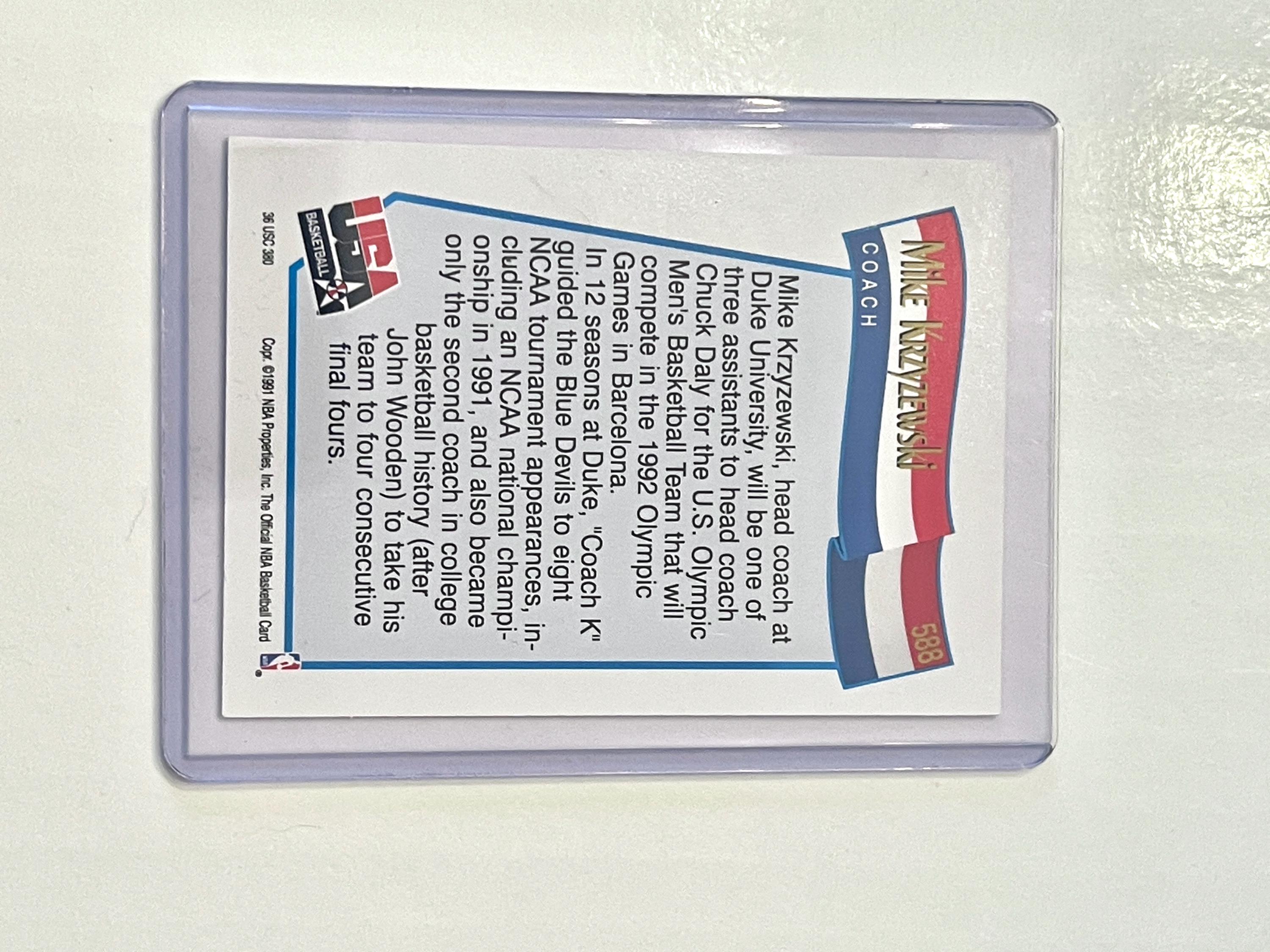 1991 Coach Mike Krzyzewski NBA Hoops 588 USA Basketball Dream Team