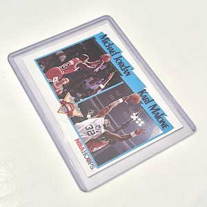 1991 Michael Jordan en Karl Malone NBA Hoops 306 League Leaders scoren NBA Basketball Player Trading Card