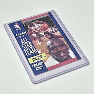 Cartão colecionável do jogador de basquete da NBA do Chicago Bulls do time All-Star de Michael Jordan Fleer 211 de 1991