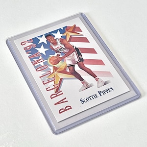 Cartão colecionável do jogador de basquete da NBA, Scottie Pippen Skybox 537, time olímpico de basquete dos EUA, Barcelona Dream Team, Chicago Bulls, 1992