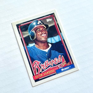 1992 Deion Sanders Topps 645 Atlanta Braves MLB Baseball Sammelkarte