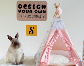 Personalized rabbit teepee or custom guinea pig tent - design your own rabbit bed - rabbit tent customization - make your bunny house
