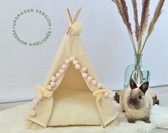Jolie cabane pour lapin ou Lit pour lapin en forme de tipi -  Maison pour chinchilla ou Maison pour lapin avec coussin