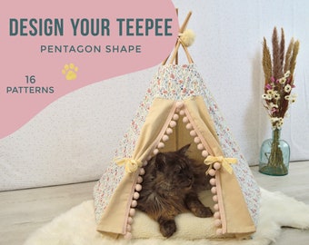 Pet bed, cat teepee, cat house, cat tree, pet furniture, cat bed, dog house, cat cave, dog bed - Custom design your own - personalized tent