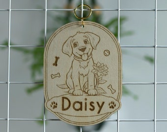 Custom Dog Sign with Personalized Name - Engraved Wooden Kennel Plaque
