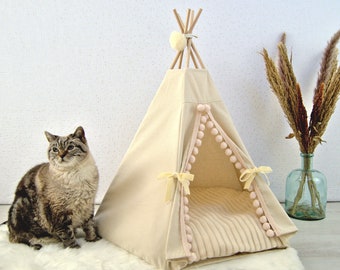 Cat Tent, Cat Teepee, Pet Furniture, Cat Bed, Tipi Chat, Boho Cat  Furniture, Pet Tent, Cat Hideaway, Bohemian Cat Bed, Cat House, Pet House 