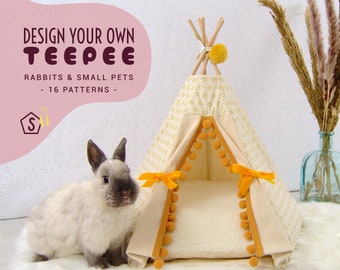 Pet bed, rabbit teepee, rabbit toys, rabbit house, guinea pig hide, guinea pig bed - design your own teepee - custom personalized