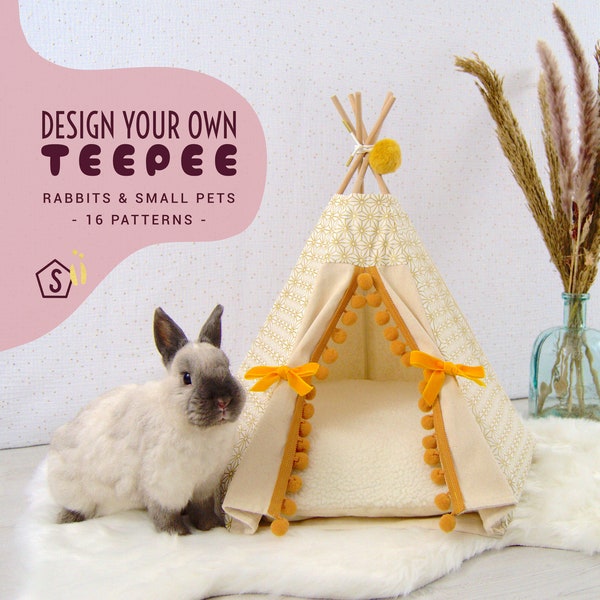 Pet bed, rabbit teepee, rabbit toys, rabbit house, guinea pig hide, guinea pig bed - design your own teepee - custom personalized