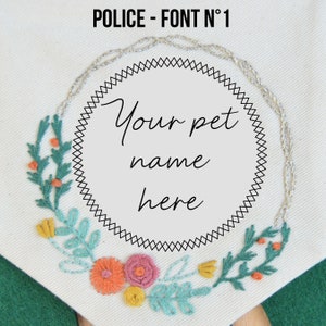 Estandarte bordado a mano con el nombre de tu mascota Banderín personalizado para decorar un tipi de mascota 1