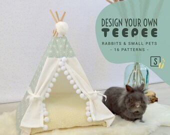 Personalized rabbit teepee or custom guinea pig tent - design your own rabbit bed - rabbit tent customization - make your bunny house