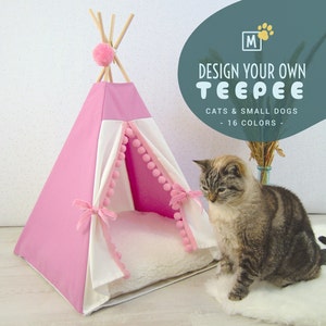 Custom cat teepee or dog teepee - Cat bed cave - house indoor or cat themed gifts - Cat Cat condo - Modern dog house