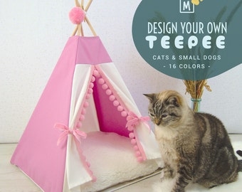 Tipi pour chat ou tipi pour chien - Maison pour chat intérieur - Cadeau thème chat - Tipi pour animaux - Maison chien moderne