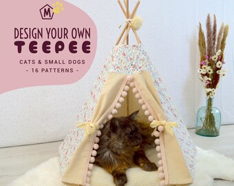 Pet bed, cat teepee, cat house, cat tree, pet furniture, cat bed, dog house, cat cave, dog bed - Custom design your own - personalized tent