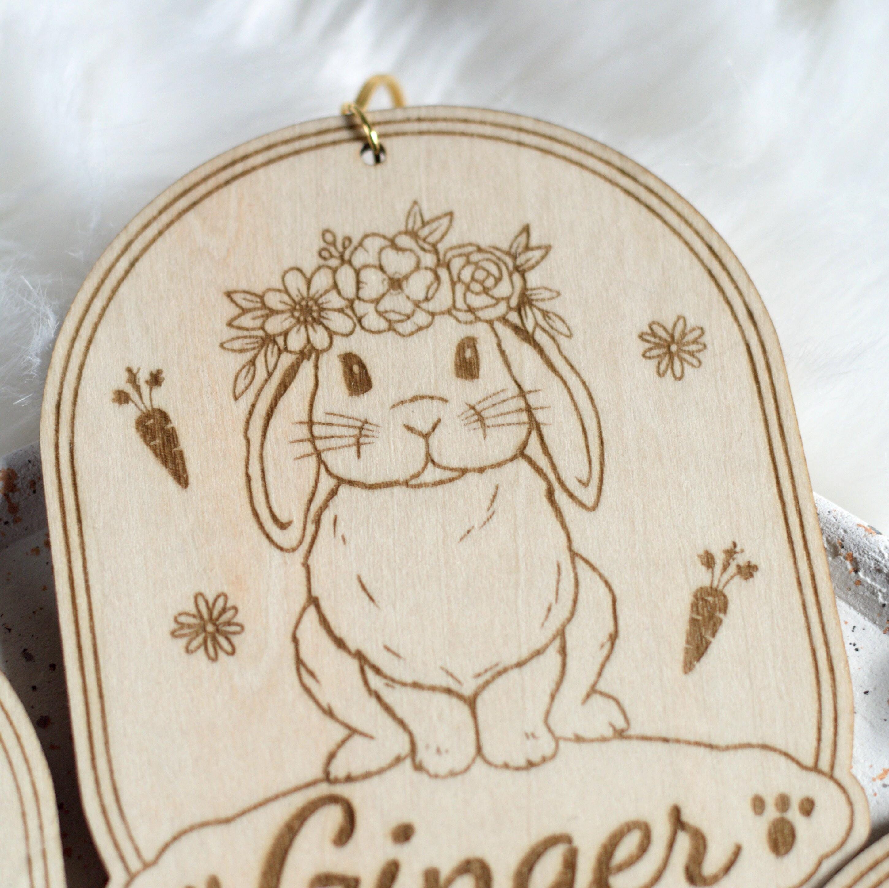 Custom Rabbit Sign With Name - Personalized Engraved Wooden Pet Plaque ...