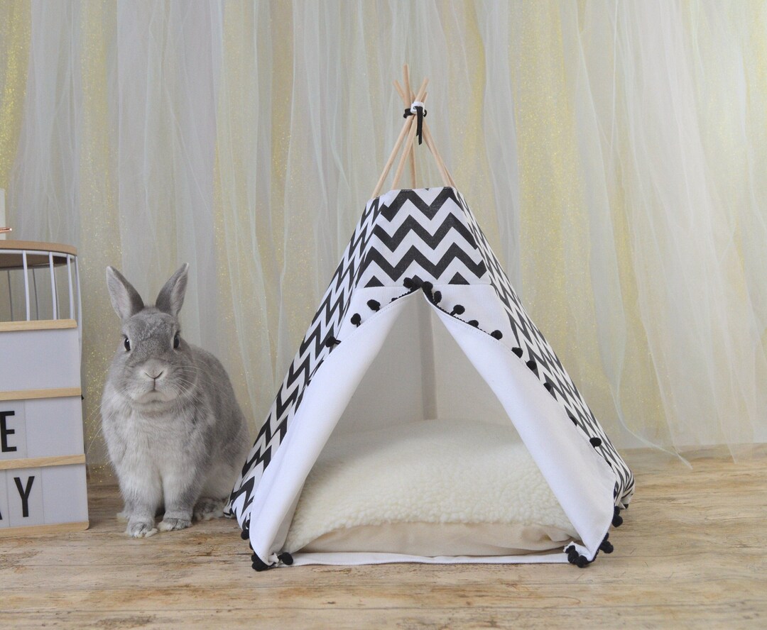 Bunny House or Rabbit Bed Cute Rabbit House or Rabbit Castle With Black