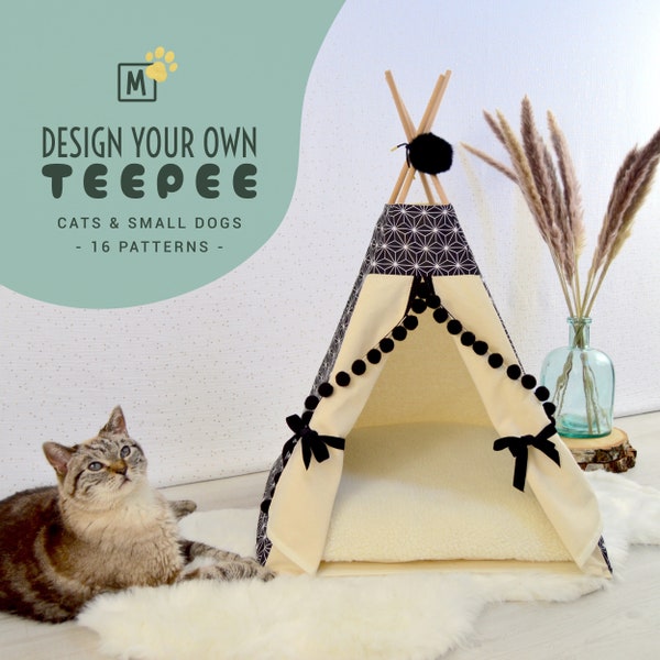 Design your own cat teepee - Cat cocoon - Personalized dog teepee tent or custom cute cat bed - Indoor dog house