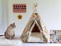 Pet bed, cat teepee, cat house, cat tree, pet furniture, cat bed, dog house, cat cave, dog bed - Custom design your own - personalized tent product logo