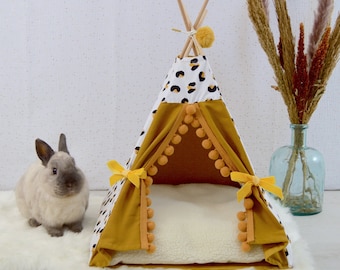 Tipi pour lapin ou maison pour lapin - Cabane pour lapin - Lit pour lapin ou maison pour cochon d'inde