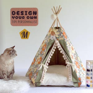Pet bed, cat teepee, cat house, cat tree, pet furniture, cat bed, dog house, cat cave, dog bed - Custom design your own - personalized tent