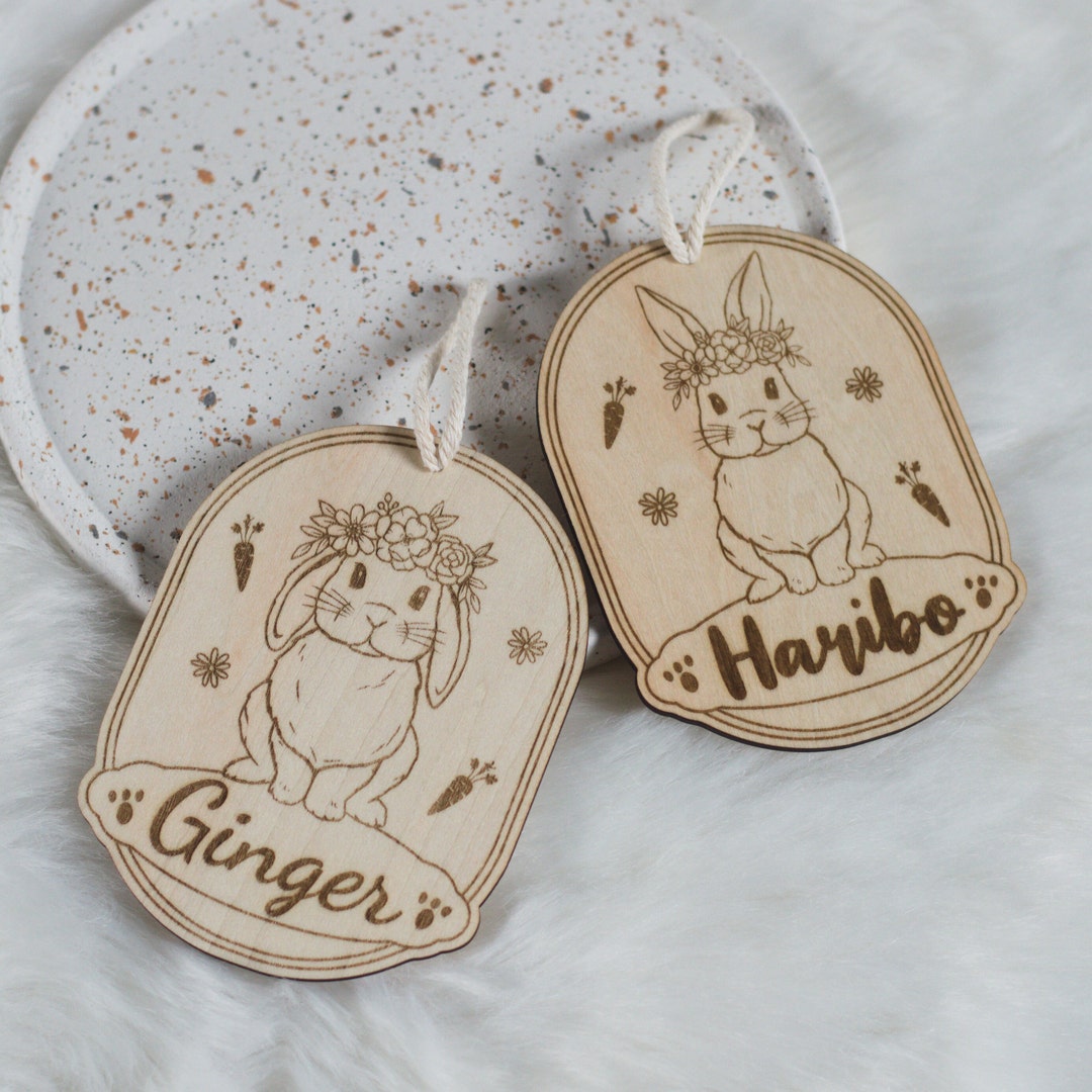 Custom Rabbit Sign With Name - Personalized Engraved Wooden Pet Plaque ...