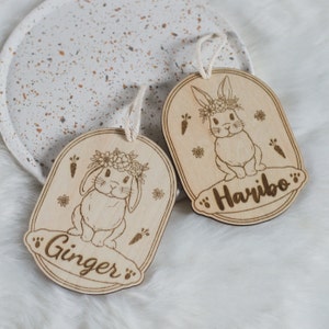 Custom Rabbit Sign with Name - Personalized Engraved Wooden Pet Plaque