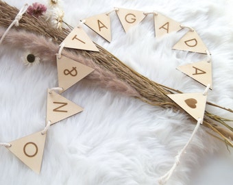Ghirlanda di lettere in legno personalizzate - Targa con nome del cane - Decorazione per recinto di conigli in macramè - Gagliardetto inciso