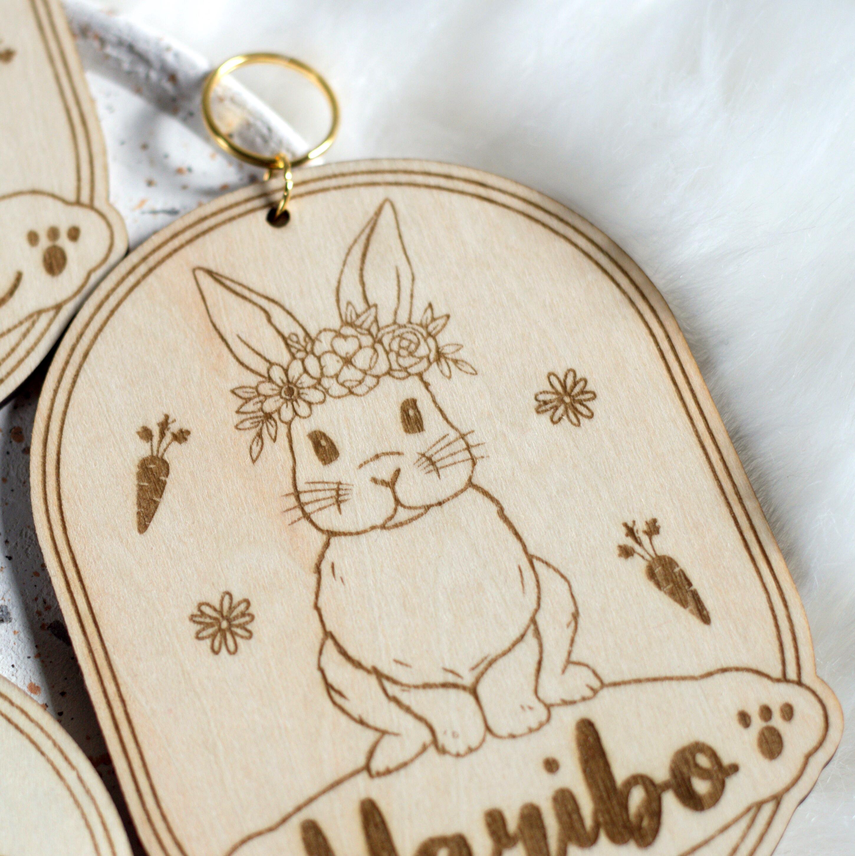 Name Sign For Rabbit Custom Rabbit Sign With Name - Personalized Engraved Wooden Pet Plaque ...