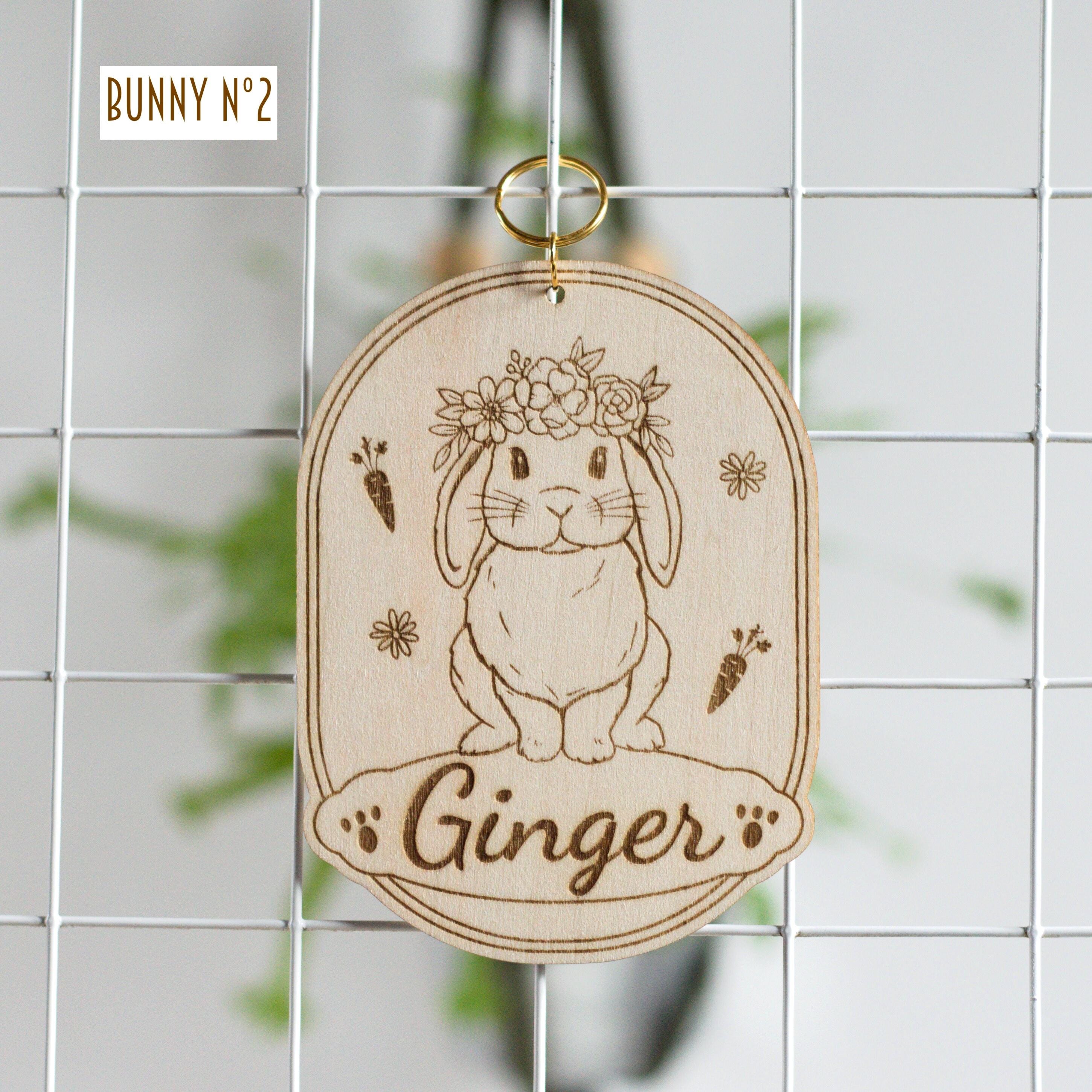 Custom Rabbit Sign With Name - Personalized Engraved Wooden Pet Plaque ...