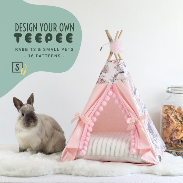 Personalisiertes Kaninchen-Tipi oder personalisiertes Meerschweinchenzelt - Personalisiertes Kaninchenbett - Personalisiertes Kaninchenzelt