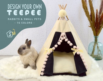 Lit lapin, tipi lapin, maison lapin - tipi personnalisé - cadeau personnalisé, lit cochon d'inde, lit hérisson, tipi customisé - bicolore