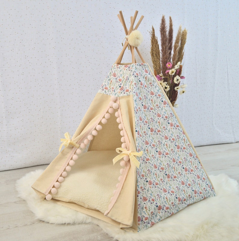 Lit animaux, tipi chat, maison chat, arbre chat, lit chat, maison chien, grotte chat tipi chien lit chien tipi personnalisé customisé image 7