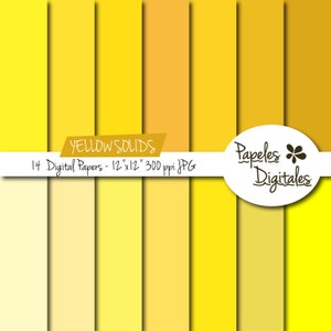 Solide digitale Papiere - Gelbtöne / digitale Hintergründe gelb - 14 Farben - Sofortiger Download 30.5x30.5cm (12 "x 12") JPG 300dpi